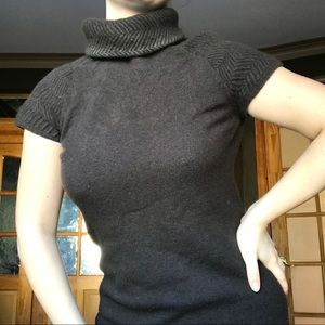 Brown cowl neck wool blend dress
